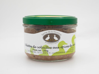 Rillettes de vollailes aux épices de noël 200gr